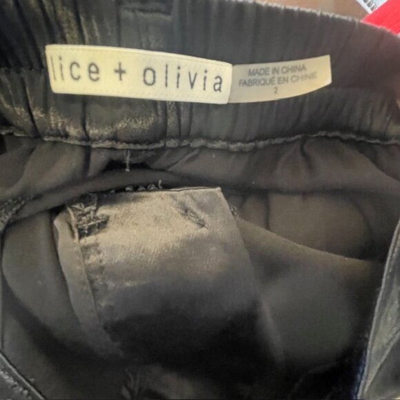 Alice & Olivia Joette Satin Slouchy Cargo Pants Wide Leg Relaxed Black Size 2 - Picture 5 of 7